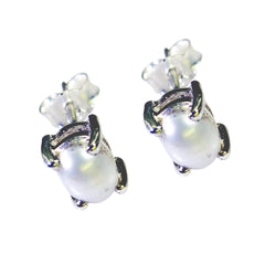 Constanza White Delicate Solitaire Stud Earring