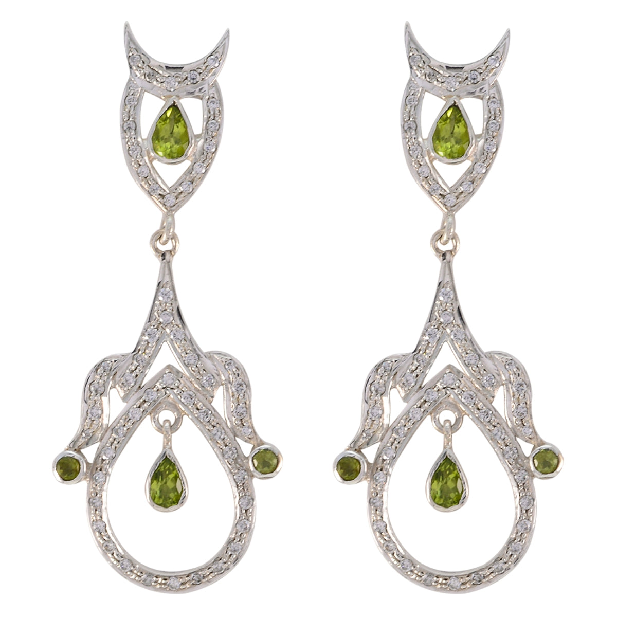 Lakshmi Green Edgy multiple Stud Earring Peridot Green Stud
