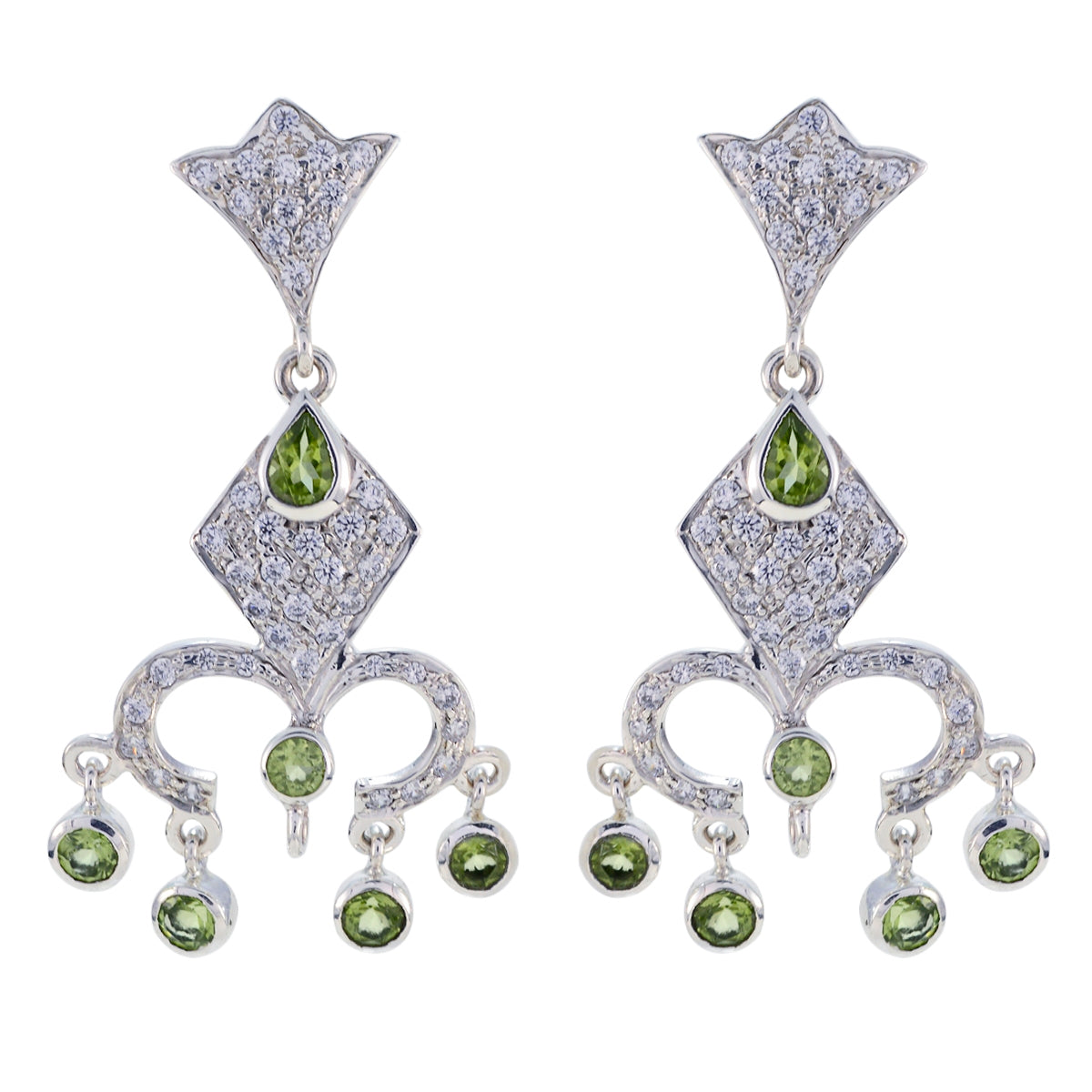 Meera Green Edgy multiple Dangle Earring Peridot Green Dangle