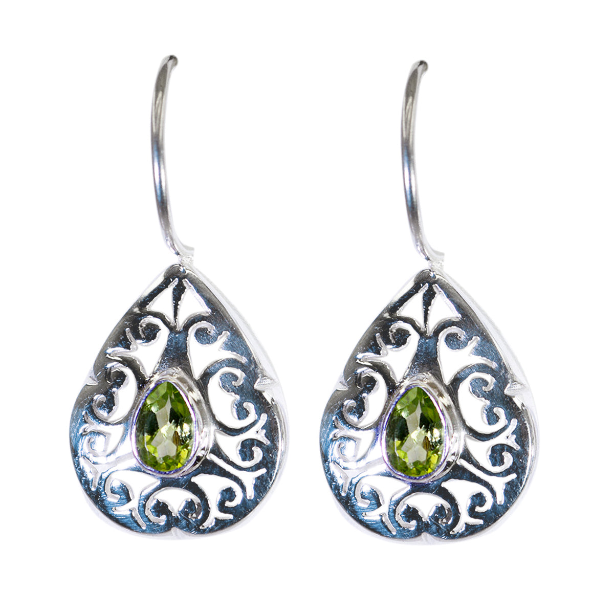 Alina Green Slim Solitaire Dangle Earring Peridot Green Dangle