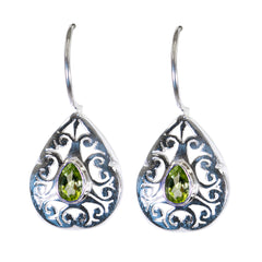Alina Green Slim Solitaire Dangle Earring Peridot Green Dangle