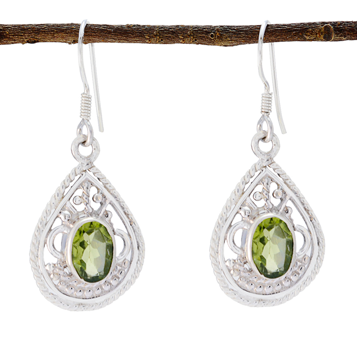Anna Green Featherlight Solitaire Dangle Earring Peridot Green Dangle