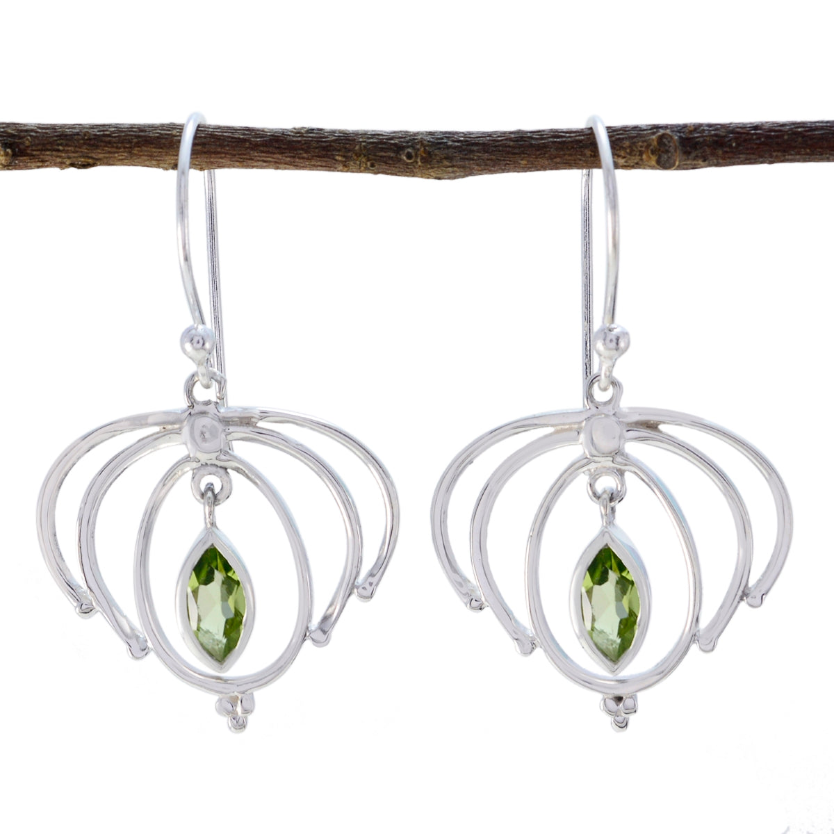 Audrey Green Featherlight Solitaire Dangle Earring Peridot Green Dangle