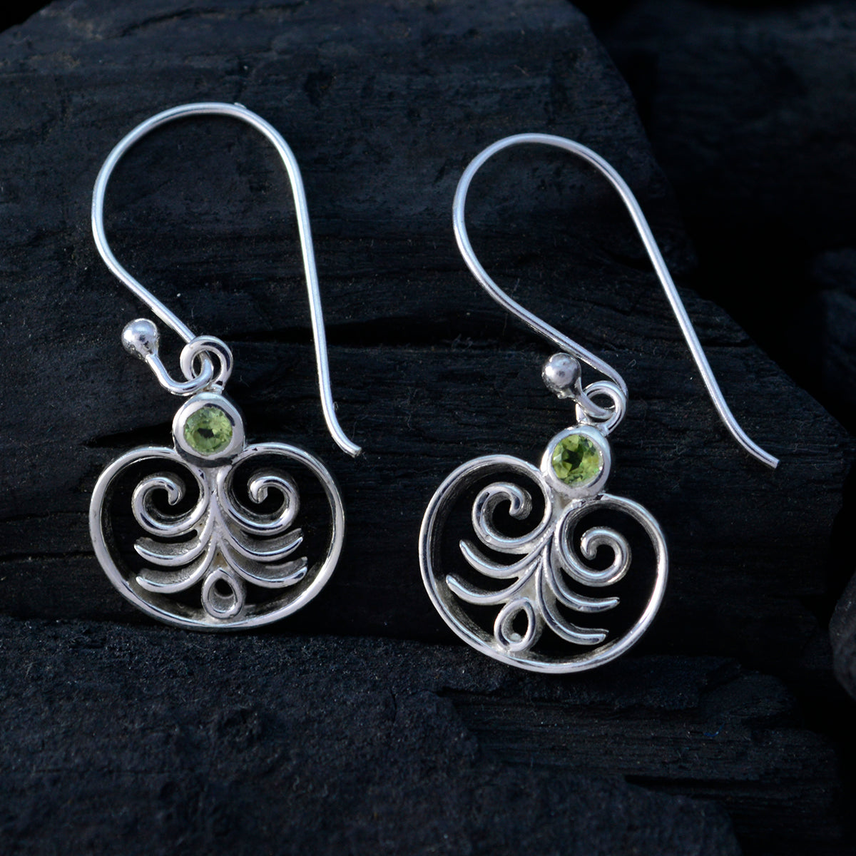 Aurora Green Dainty Solitaire Dangle Earring