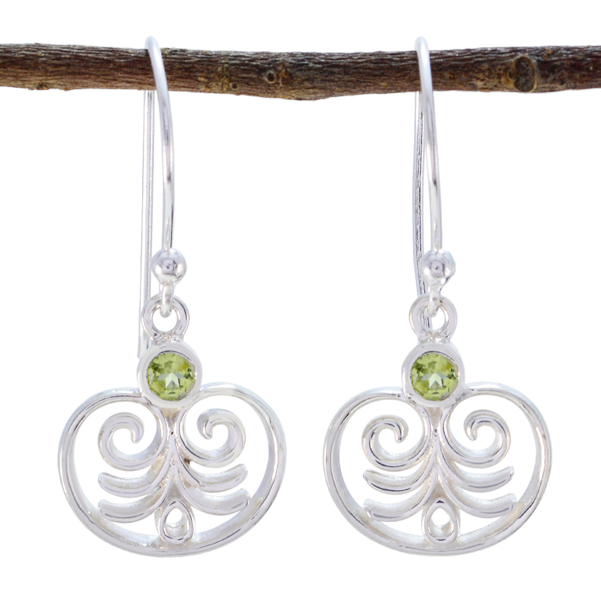 Aurora Green Dainty Solitaire Dangle Earring Peridot Green Dangle