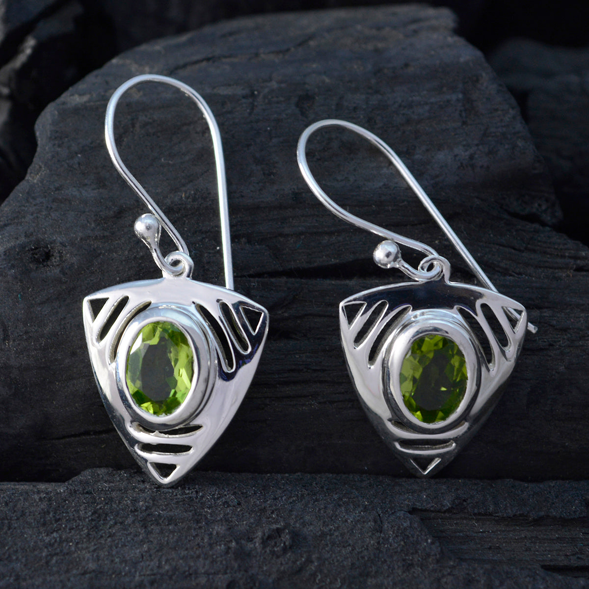Autumn Green Tiny Solitaire Dangle Earring