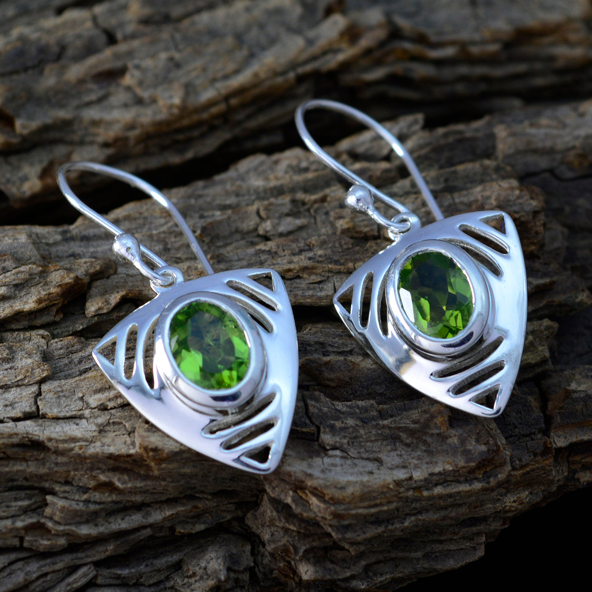 Autumn Green Tiny Solitaire Dangle Earring