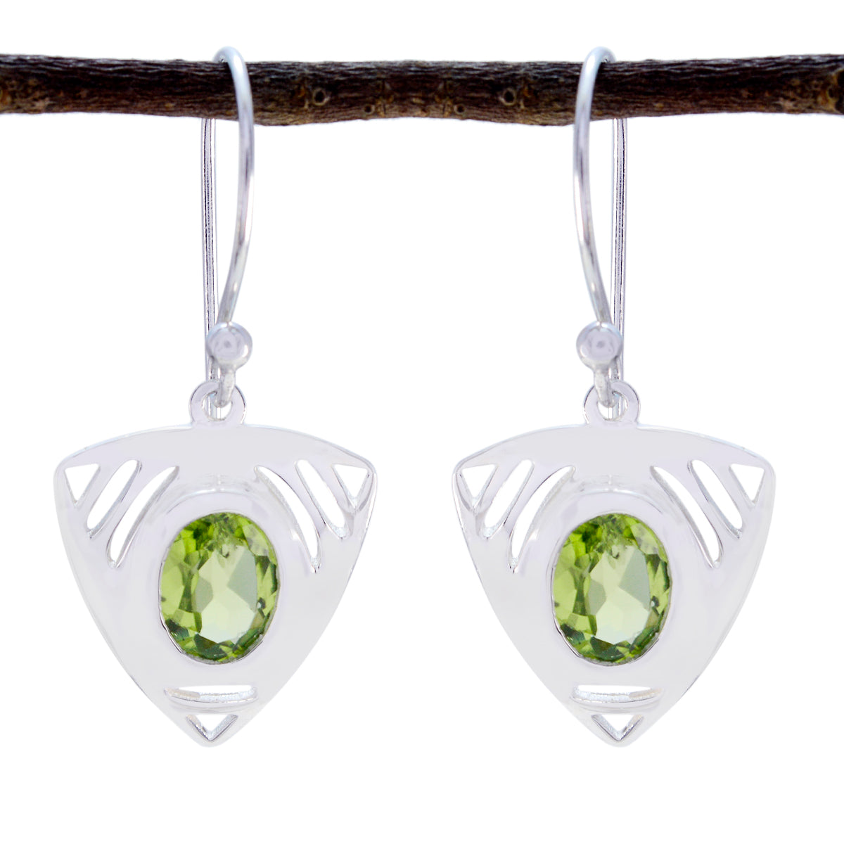 Autumn Green Tiny Solitaire Dangle Earring Peridot Green Dangle