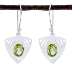 Autumn Green Tiny Solitaire Dangle Earring Peridot Green Dangle