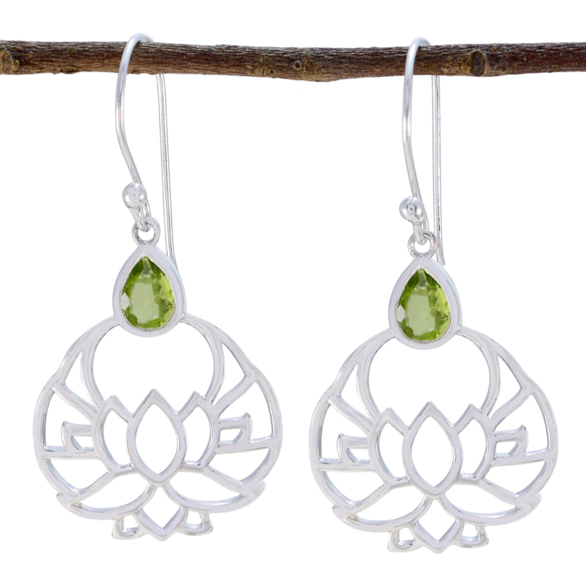 Ava Green Featherlight Solitaire Dangle Earring Peridot Green Dangle