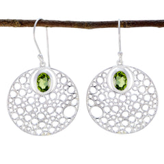 Bianca Green Edgy Solitaire Dangle Earring Peridot Green Dangle