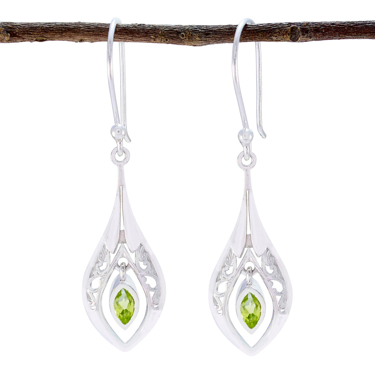 Camila Green Whisper thin Solitaire Dangle Earring Peridot Green Dangle