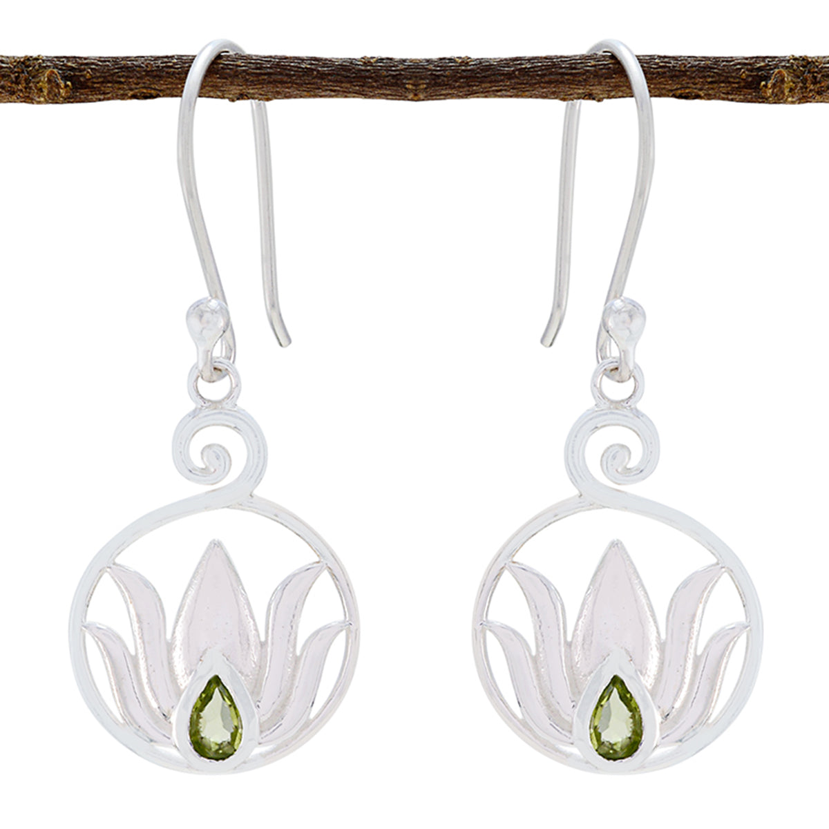 Camilla Green Slim Solitaire Dangle Earring Peridot Green Dangle