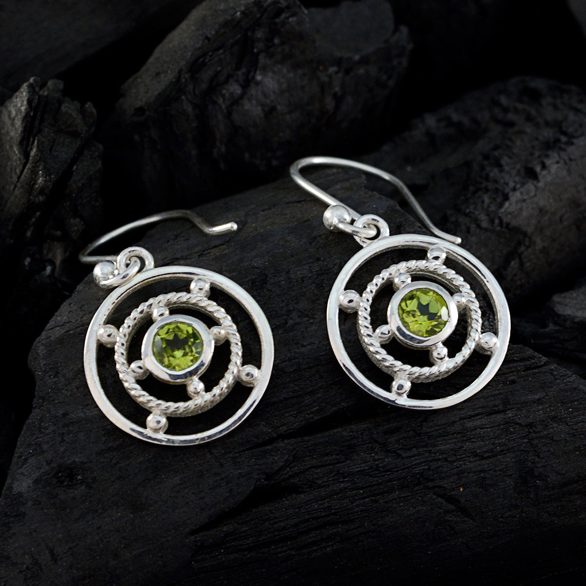 Charlotte Green Slim Solitaire Dangle Earring