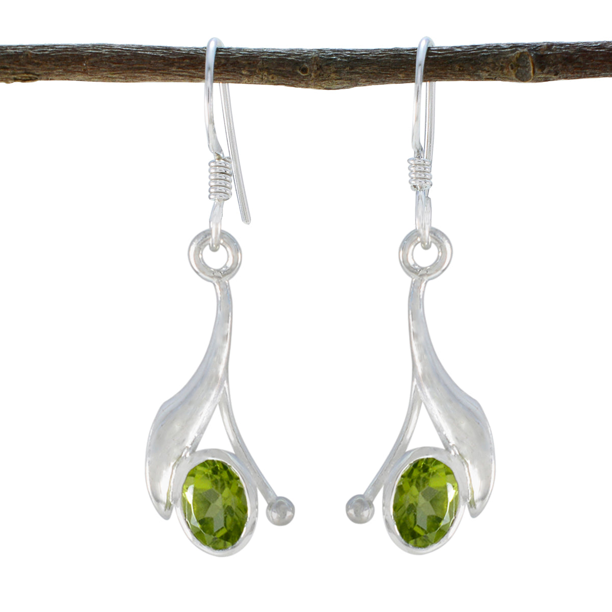 Chloe Green Dainty Solitaire Dangle Earring Peridot Green Dangle