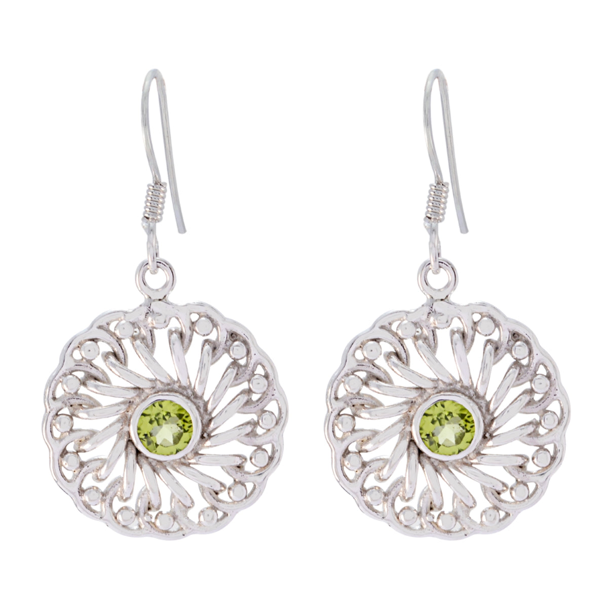 Claire Green Mid weight Solitaire Dangle Earring Peridot Green Dangle