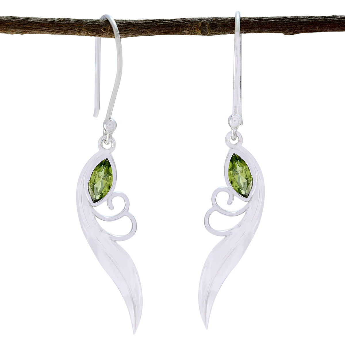 Elena Green Dainty Solitaire Dangle Earring Peridot Green Dangle