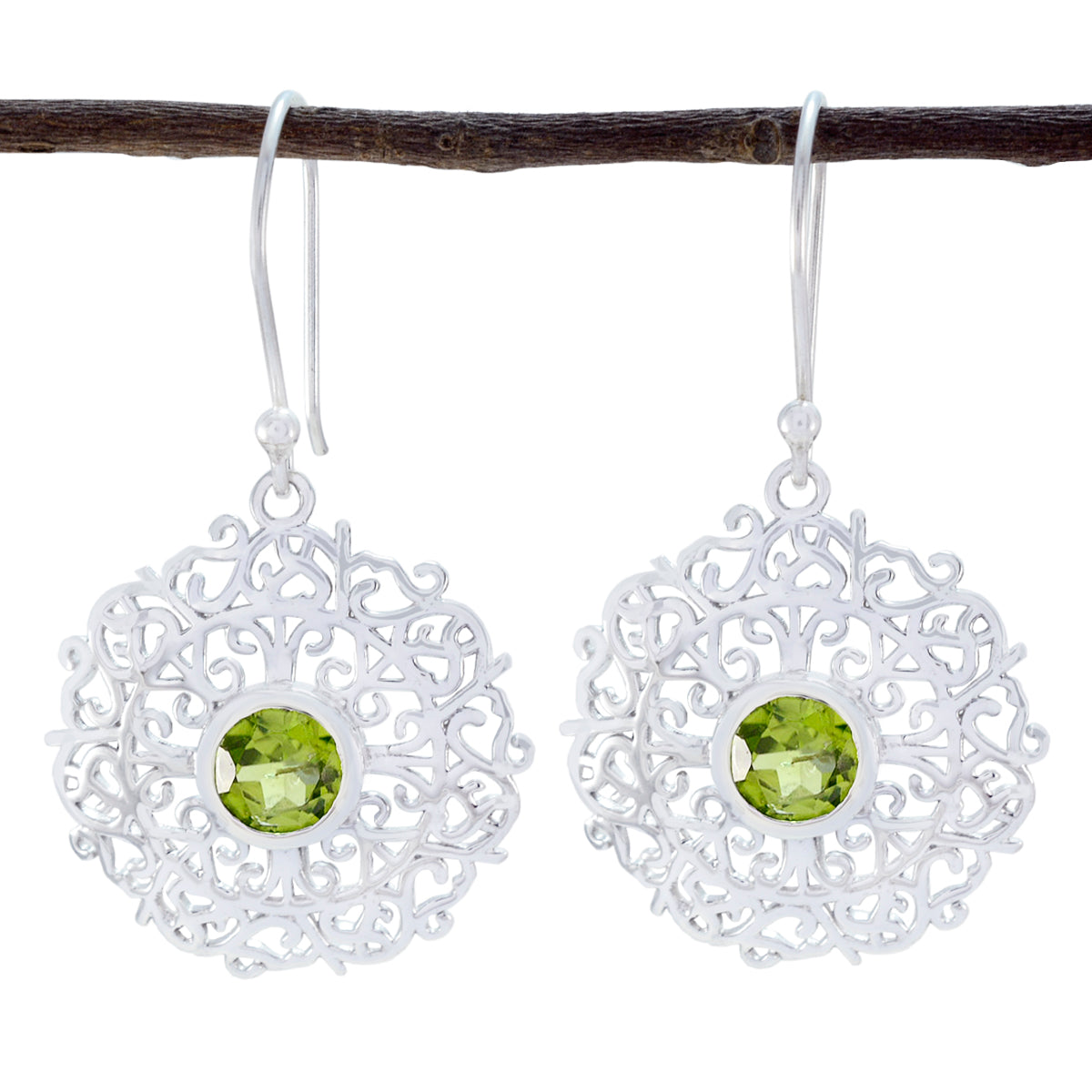 Eliza Green Tiny Solitaire Dangle Earring Peridot Green Dangle