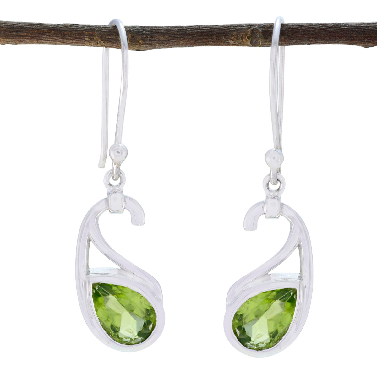 Emilia Green Featherlight Solitaire Dangle Earring Peridot Green Dangle