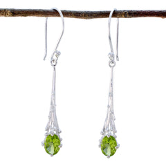 Eva Green Whisper thin Solitaire Dangle Earring Peridot Green Dangle