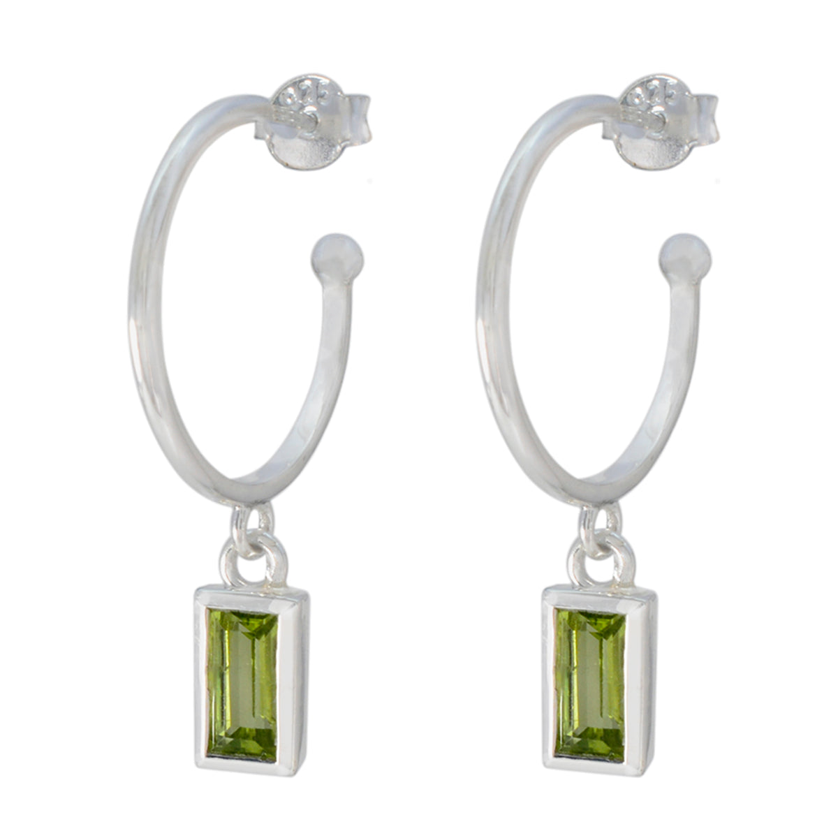Teresa Green Slim Solitaire Dangle Earring Peridot Green Dangle