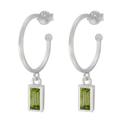 Teresa Green Slim Solitaire Dangle Earring Peridot Green Dangle