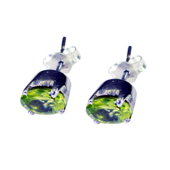 Greta Green Elegant Solitaire Stud Earring Peridot Green Stud