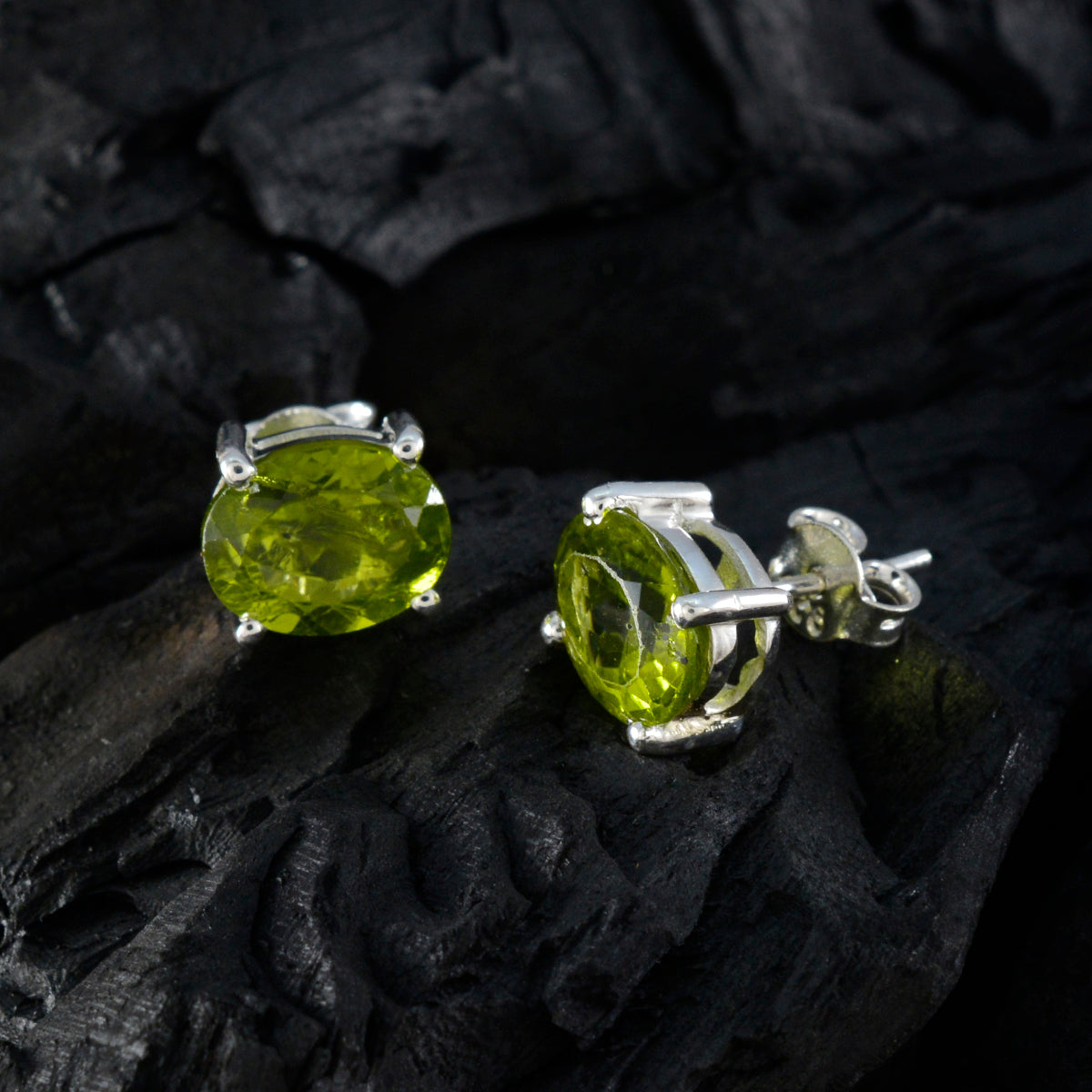 Hazel Green Delicate Solitaire Stud Earring
