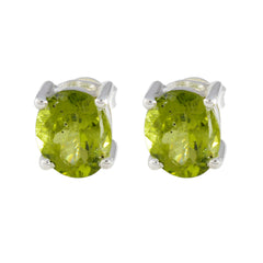 Hazel Green Delicate Solitaire Stud Earring Peridot Green Stud