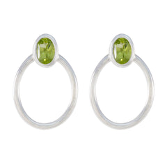 Skylar Green Dainty Solitaire Stud Earring Peridot Green Stud