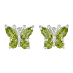 Ines Green Whisper thin quarter Stud Earring Peridot Green Stud
