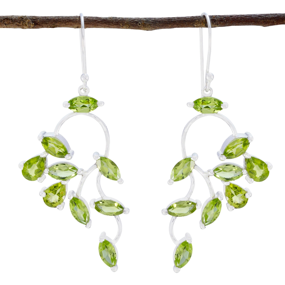 Lucia Green Edgy multiple Dangle Earring Peridot Green Dangle