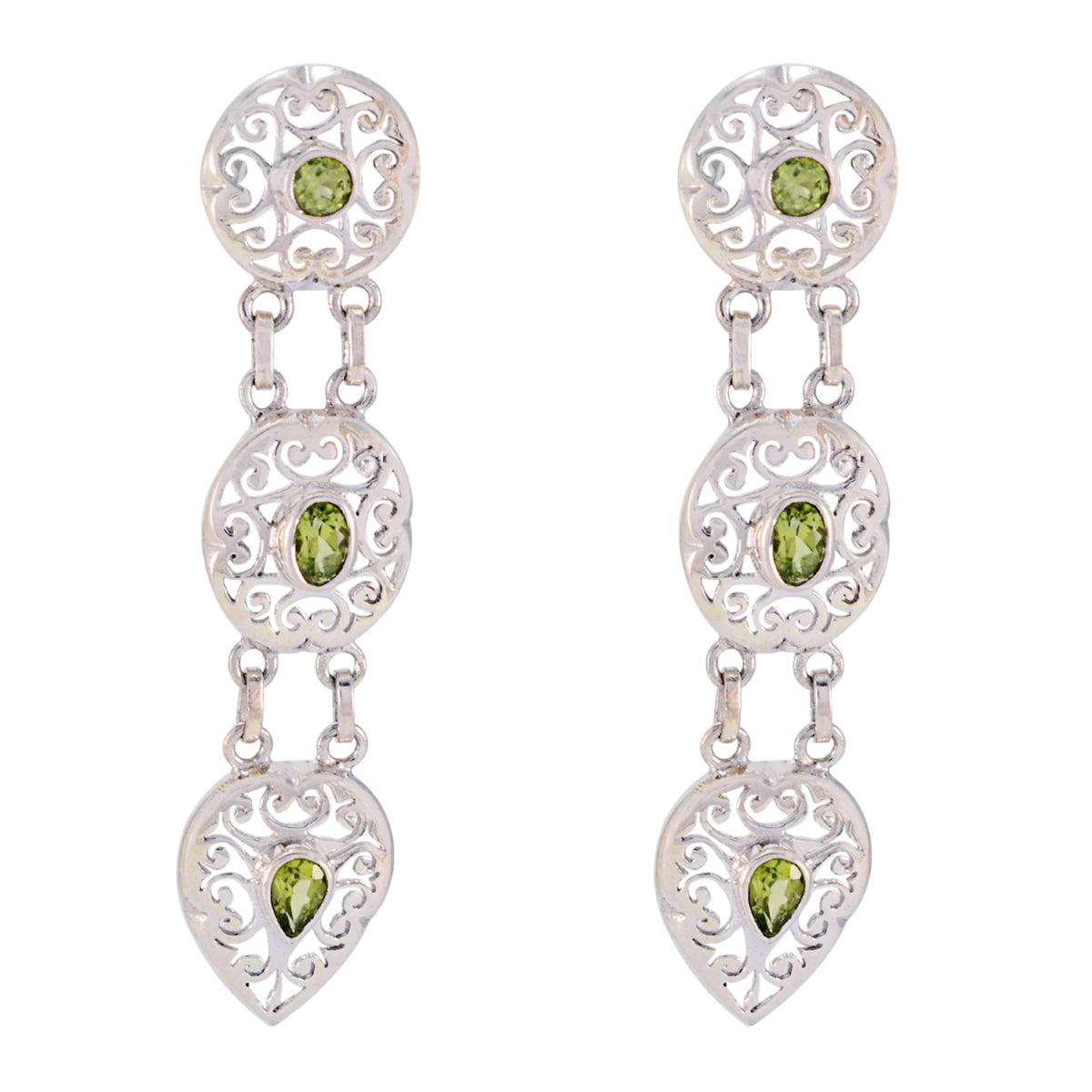 Mathilde Green Edgy multiple Stud Earring Peridot Green Stud