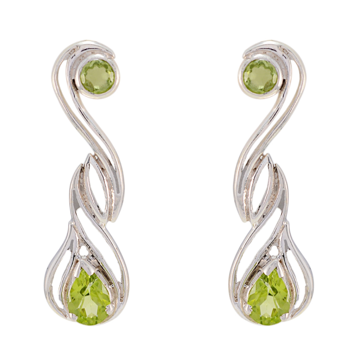 Mia Green Whisper thin multiple Stud Earring Peridot Green Stud