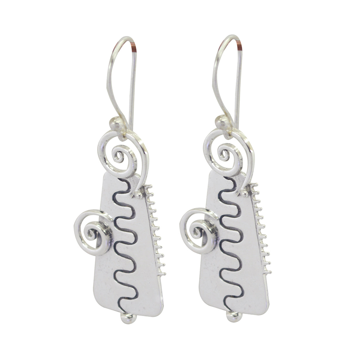 Florencia Silver Whisper thin plain Dangle Earring Plain Gray Dangle