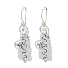 Florencia Silver Whisper thin plain Dangle Earring Plain Gray Dangle