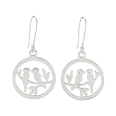 Gabriela Silver Slim plain Dangle Earring Plain Gray Dangle