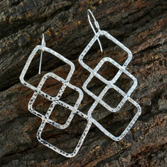 Ivana Silver Edgy plain Dangle Earring