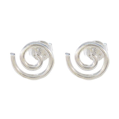 Julieta Silver Elegant plain Stud Earring Plain Gray Stud