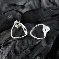 María Silver Elegant plain Stud Earring