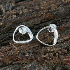 María Silver Elegant plain Stud Earring