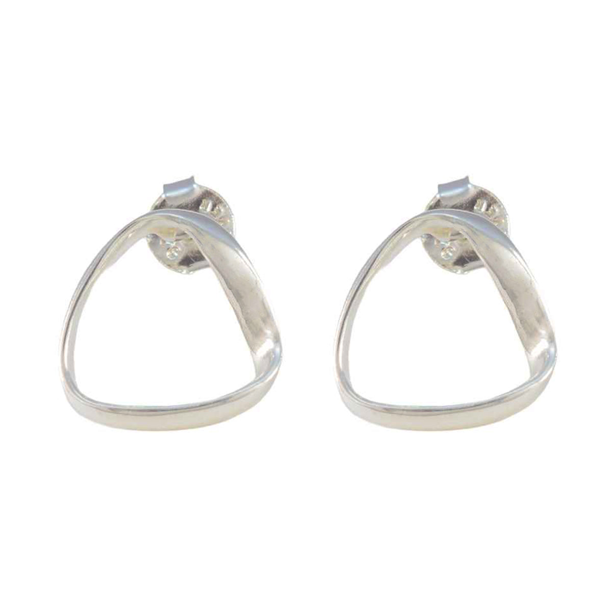 María Silver Elegant plain Stud Earring Plain Gray Stud