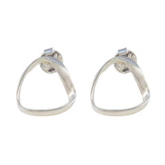 María Silver Elegant plain Stud Earring Plain Gray Stud