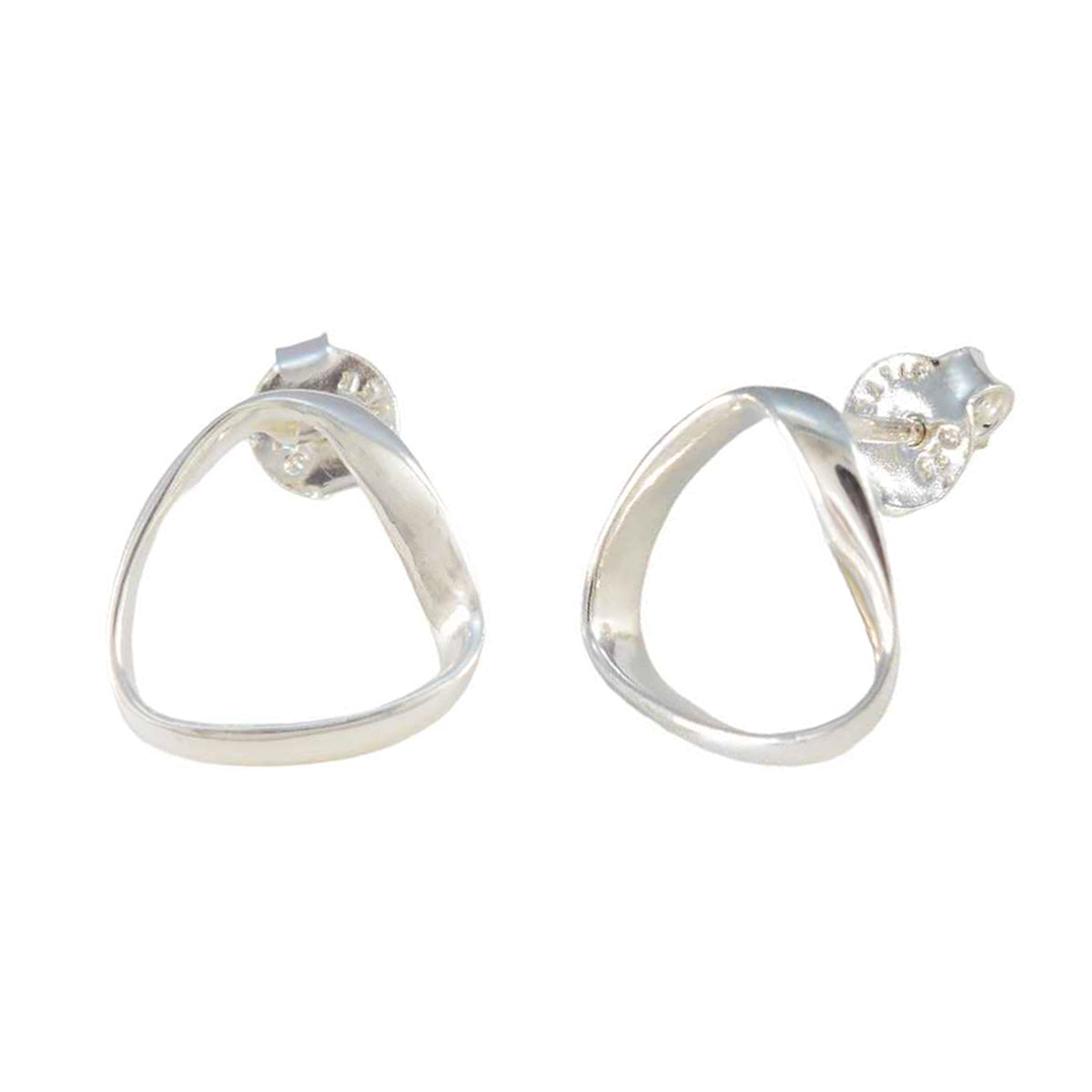 María Silver Elegant plain Stud Earring