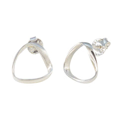 María Silver Elegant plain Stud Earring