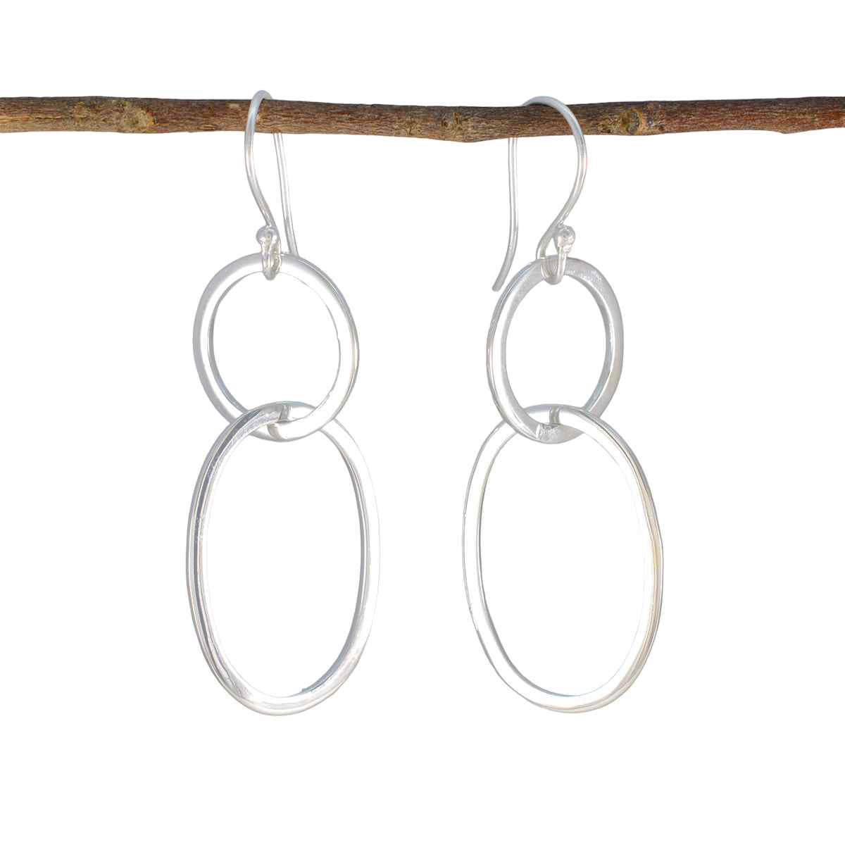 Natalia Silver Whisper thin plain Dangle Earring Plain Gray Dangle