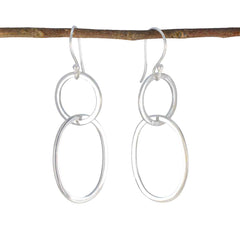 Natalia Silver Whisper thin plain Dangle Earring Plain Gray Dangle