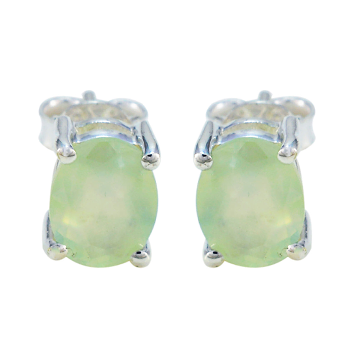 Alice Green Dainty Solitaire Stud Earring Prehnite Green Stud