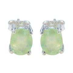 Alice Green Dainty Solitaire Stud Earring Prehnite Green Stud