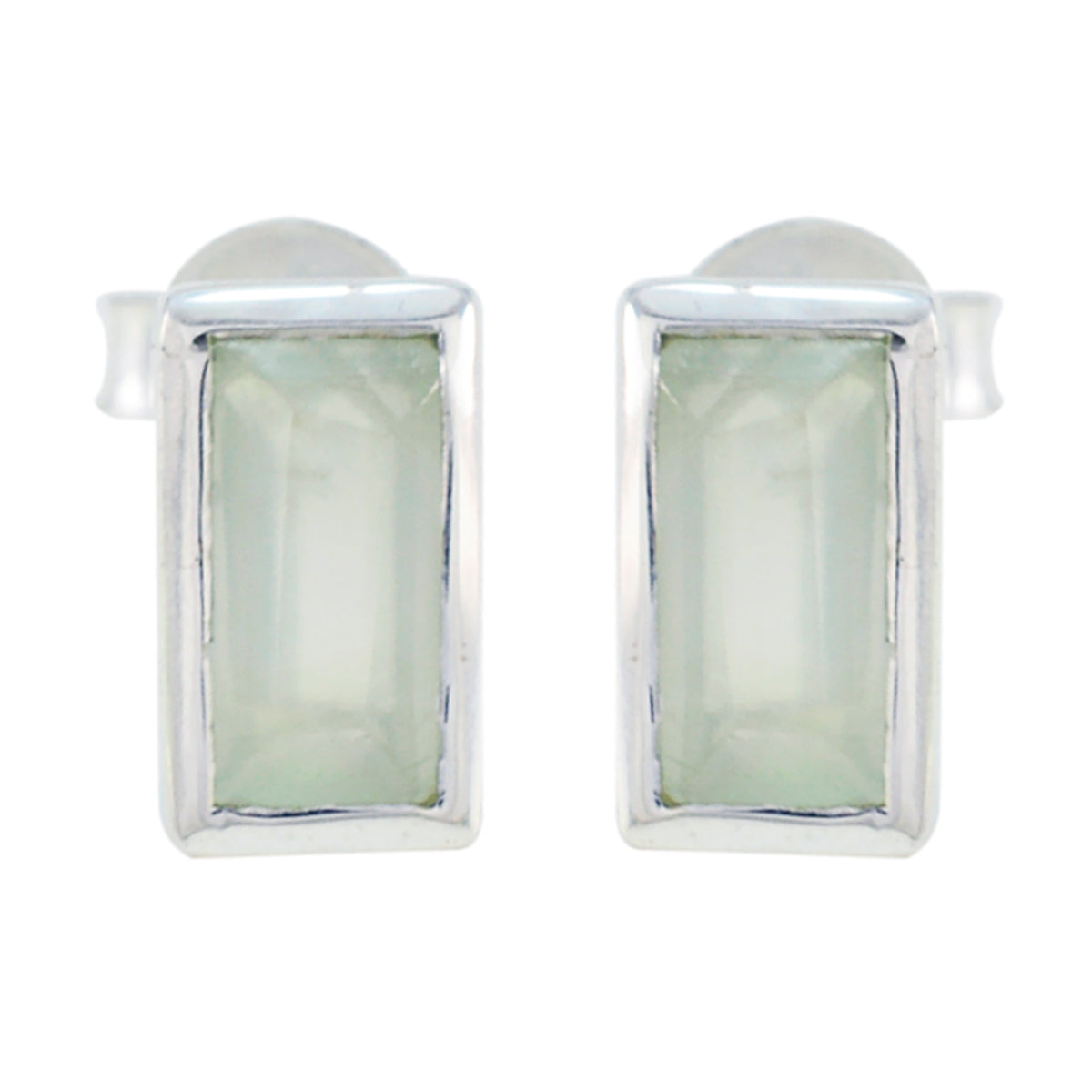 Harper Green Delicate Solitaire Stud Earring Prehnite Green Stud